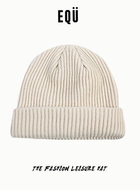 大头围の福利瓜皮帽纯色毛线帽秋冬针织圆顶短檐帽保暖beanie冷帽