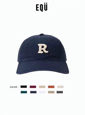 Capital R baseball cap美式棒球帽字母R韩国情侣软顶鸭舌帽男女