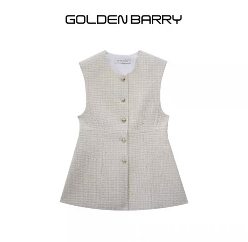 GOLDEN BARRY金和百瑞2024年冬季叠穿小香风花苞收腰马甲123150