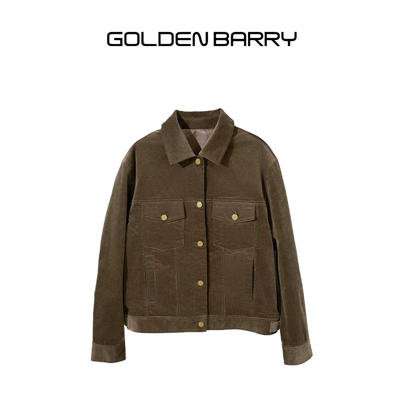 GOLDEN BARRY金和百瑞122158秋季纽扣翻领潮流灯芯绒夹克