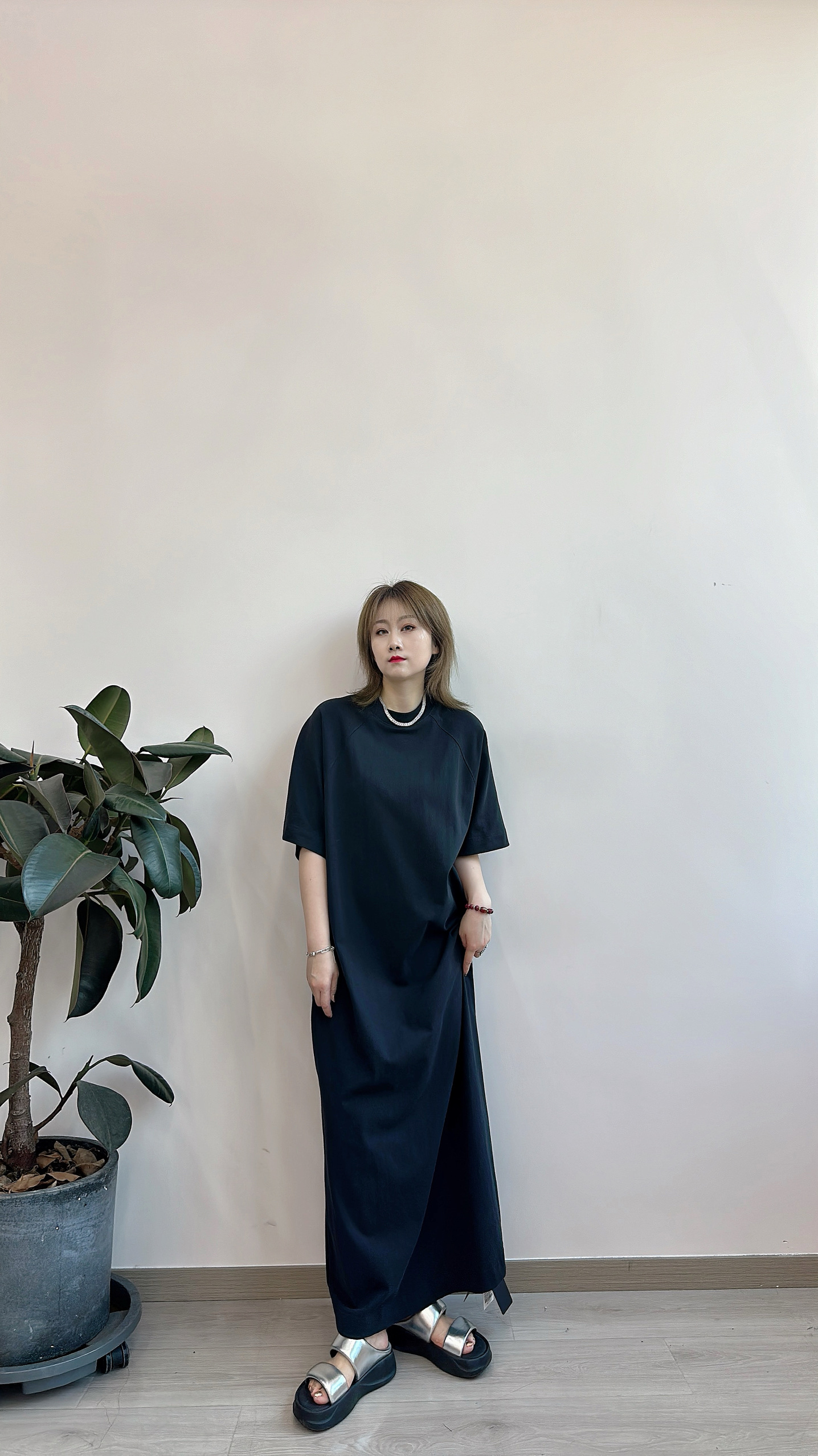 Goldenbarry |金和百瑞301264/301264-1廓型感插肩袖休闲连衣裙