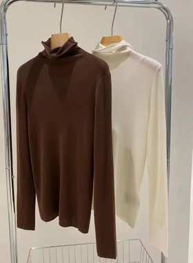 金和百瑞 精纺羊毛卷边高领毛衣241049秋冬女士糯感舒适保暖轻柔