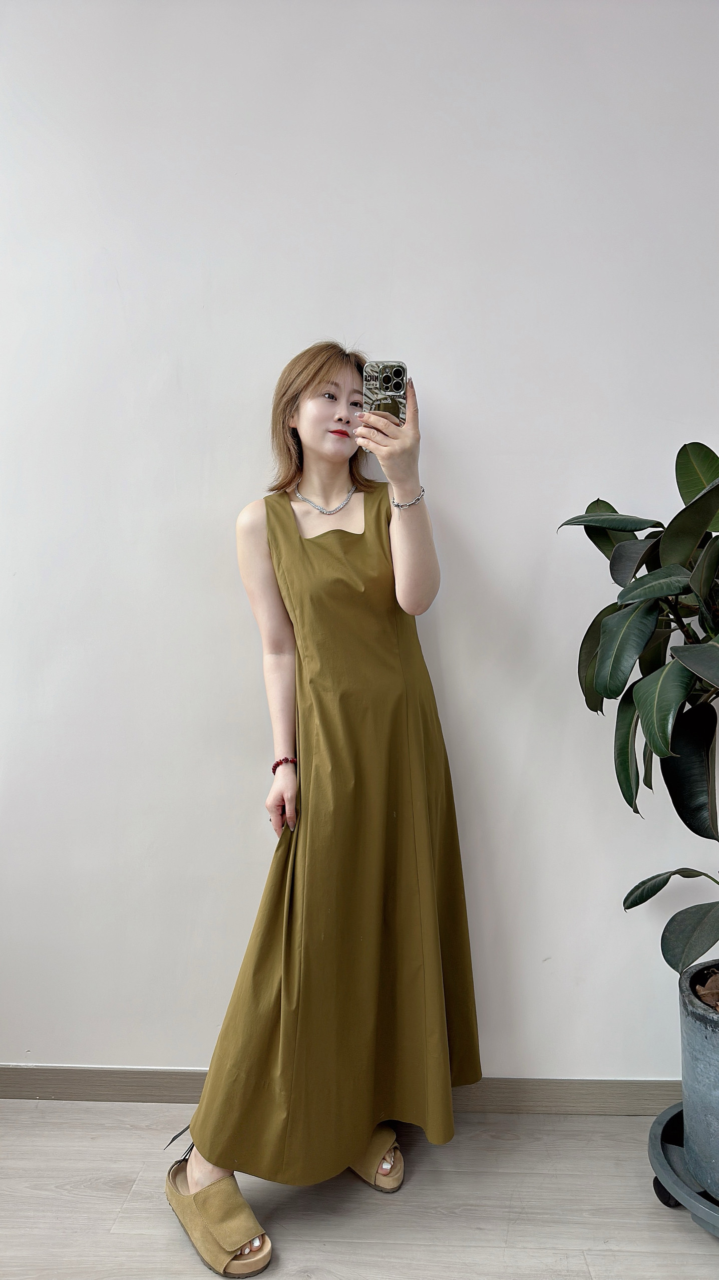 GOLDENBARRY|303046复古方领背带A摆连衣裙