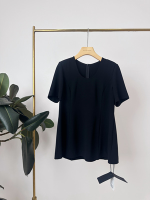 GOLDENBARRY| 215113积点深U领三醋酸小黑衫上衣