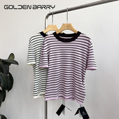 GOLDEN BARRY｜金和百瑞2025年夏246453真丝羊毛条纹短袖