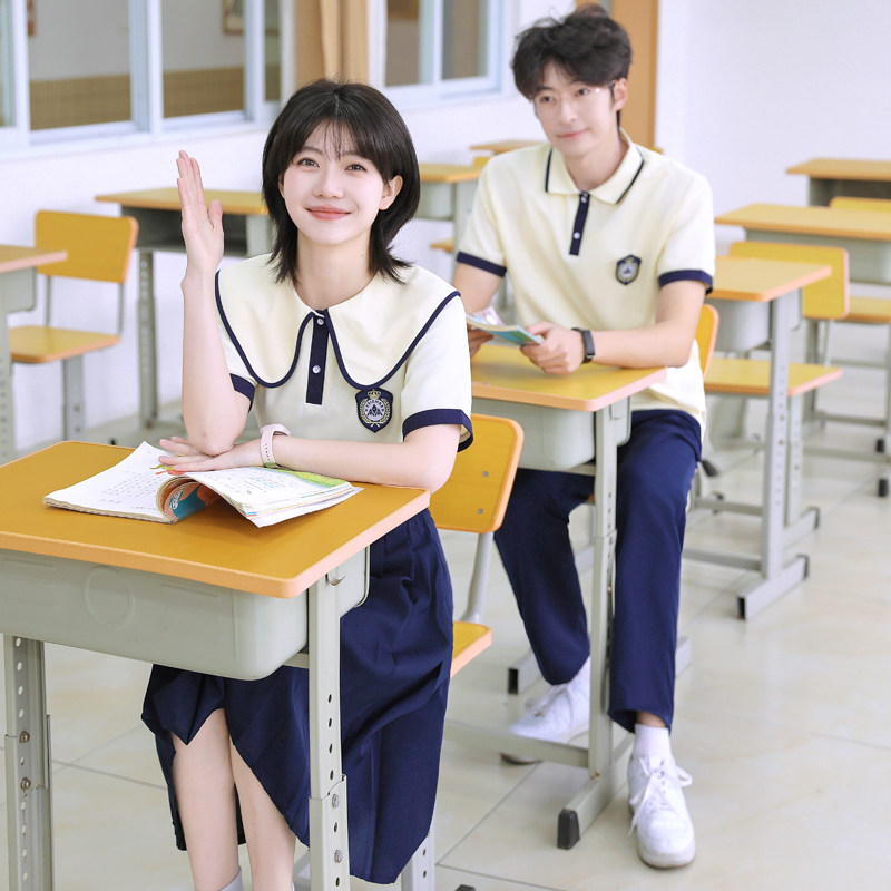 夏季小学生班服套装学院风运动会校服短袖初中高中生毕业照演出服