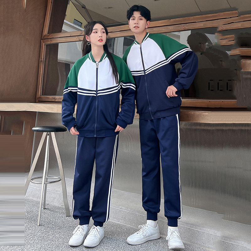 情侣装秋冬新款运动套装男女初中高中学生班服三件套校服印字校徽