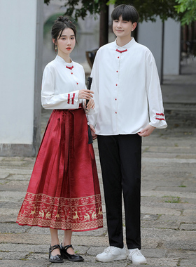 民国学生装复古女装情侣汉服朗诵演出服中国风夏毕业班服古风套装