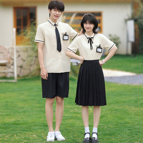 班服学院风套装高中生夏季衬衫JK制服初中小学生毕业大合照演出服