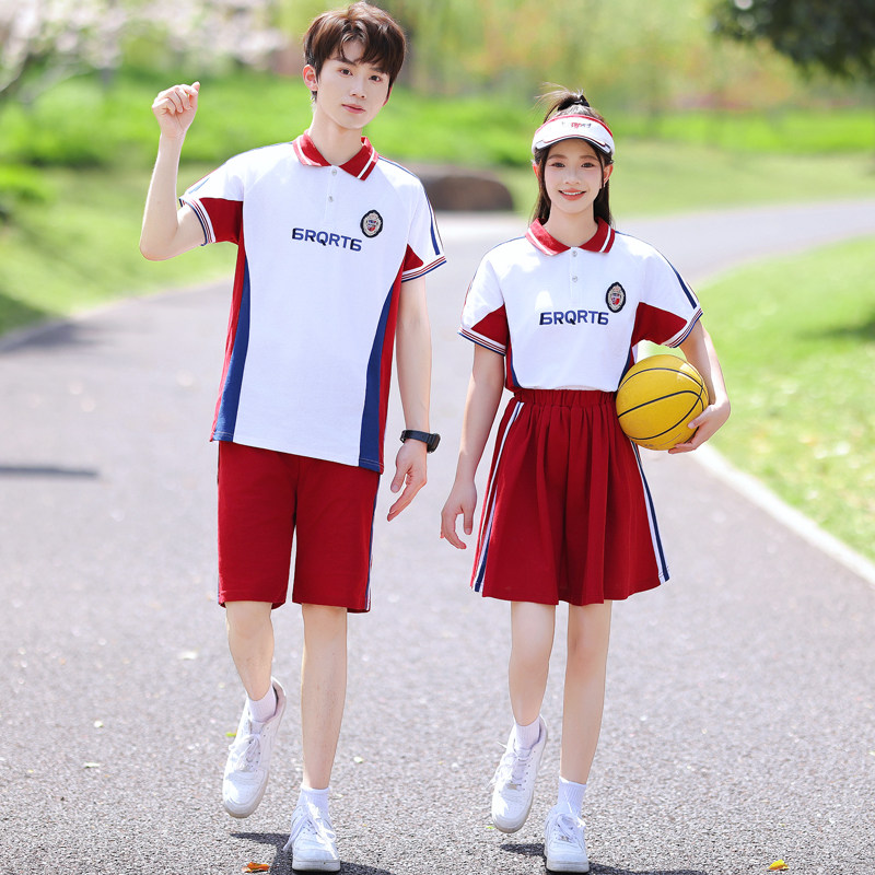 中小学生校服夏季套装初中生班服短袖运动会五六年级毕业照学院风