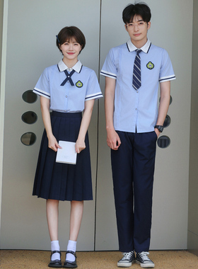 小学生班服夏季套装高中毕业季JK衬衫制服校服初中学生英伦学院风