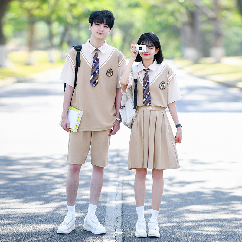 初中生运动会宽松校服六年级毕业季高中生班服套装短袖T恤学院风