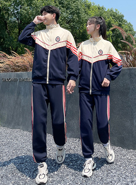 情侣棒球服秋冬季运动套装男女风衣外套初高中学生班服卫衣三件套
