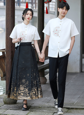 初中学生春季马面裙套装民族风汉服高中生合唱演出服朗诵诗歌班服