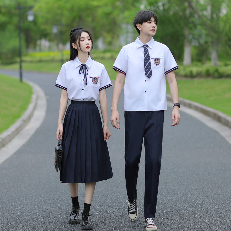 初中高中学生班服学院风JK制服短袖衬衫女长裙套装毕业照校服演出