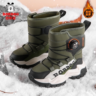 巴布豆男童棉鞋雪地靴冬季加绒加厚保暖防滑防水中大童儿童运动鞋