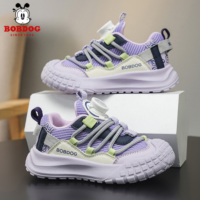 巴布豆女童鞋子春秋款网面透气春季中大童跑步网鞋女孩儿童运动鞋