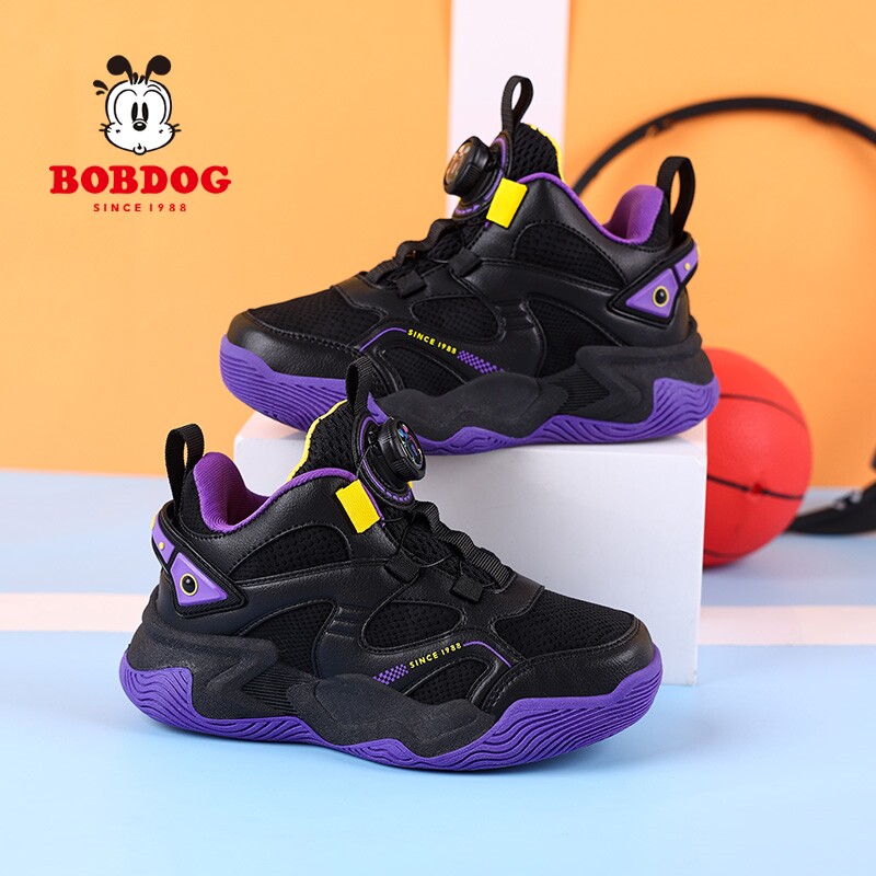 巴布豆男童鞋子2025新款冬季皮面加绒春秋款中大童女孩儿童运动鞋