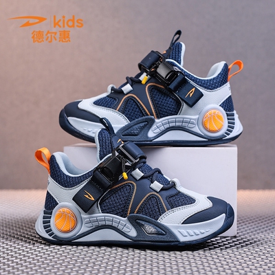 德尔惠男童鞋子2026春秋款网面透气跑步中大童男孩休闲儿童运动鞋