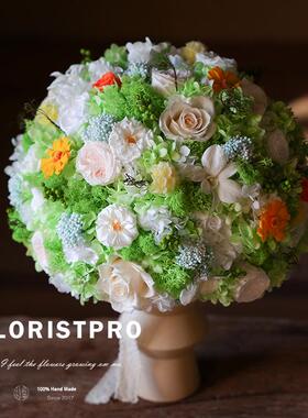 莫奈花园大款永生花日本进口奥斯汀香槟玫瑰兰花小菊蔷薇保鲜花束