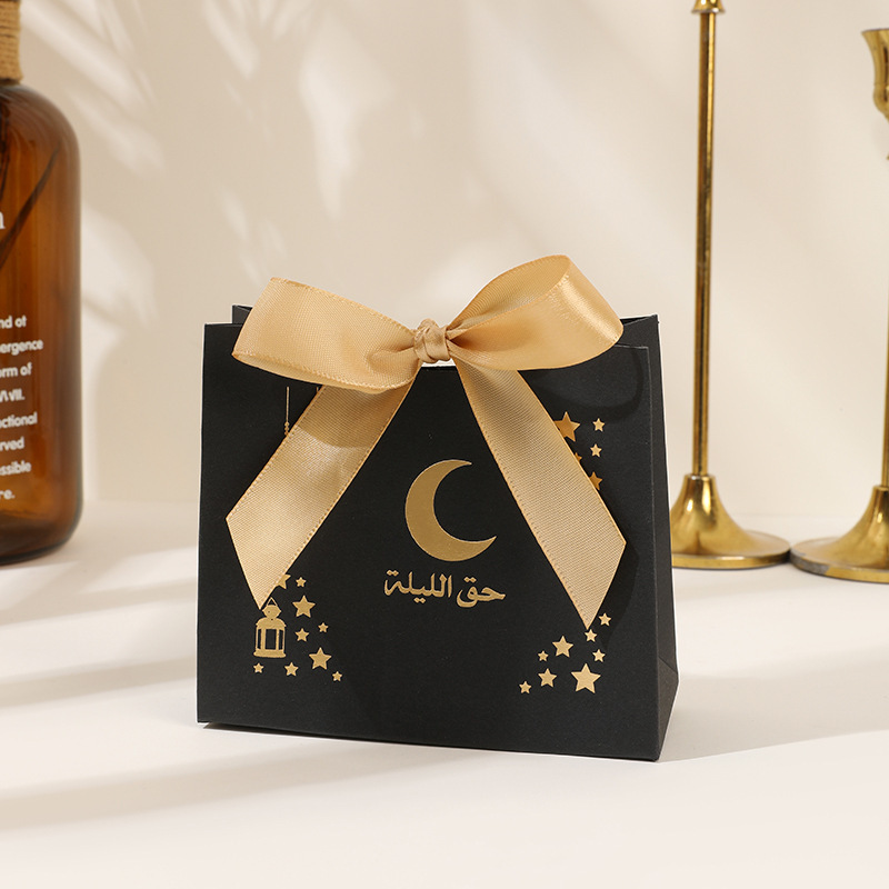 纸袋定制手提袋购物袋金丝带蝴蝶结手持豪华礼品袋白色卡片促销超