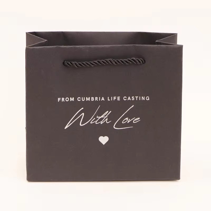 纸袋定制手提袋购物袋纸袋定 制小大再生纸袋哑光黑色牛皮纸平底