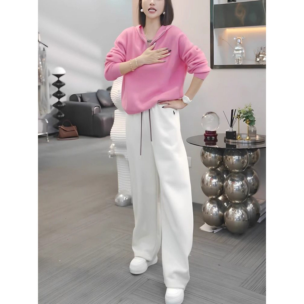 新款粉色休闲运动套装女2025洋气减龄卫衣阔腿裤春季穿搭一整套潮,女装/女士精品,时尚套装,淘宝优惠券,粉丝福利购,淘宝优惠卷