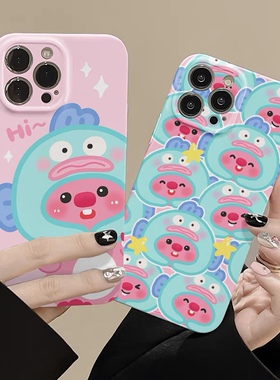 适用于苹果手机壳iPhone 14 Pro Max可爱丑鱼头套露比15卡通13菲林12小海狸11硬壳xr女xs高级8plus全包x保护