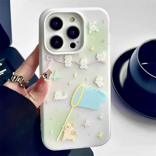 可爱兔兔斑点猫适用iPhone15Plus手机壳软壳磨砂苹果新款防摔12创意男女款13Pro硅胶全包11保护壳ins