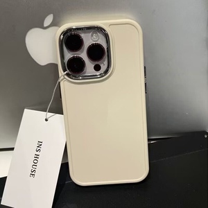 简约纯色银框液态硅胶适苹果14手机壳苹果13肤感壳11/12promax高级xs/xr防摔7p创意