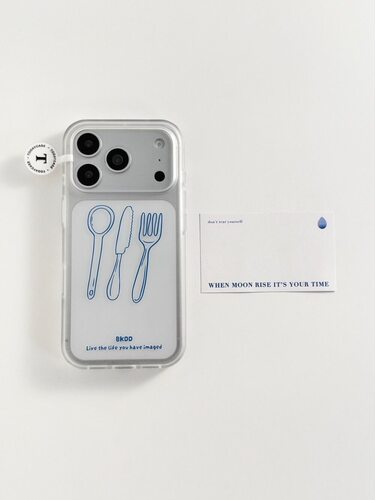 蓝色线条刀叉适用于苹果16/17promax手机壳iPhone14/13pro高级12/11磨砂xsmax创意xr防摔8Plus软壳