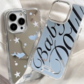 蓝色海洋秘密镜面壳ins风适用于苹果14手机壳镜子11 12promax高级xs xr防摔7p创意13p少女心