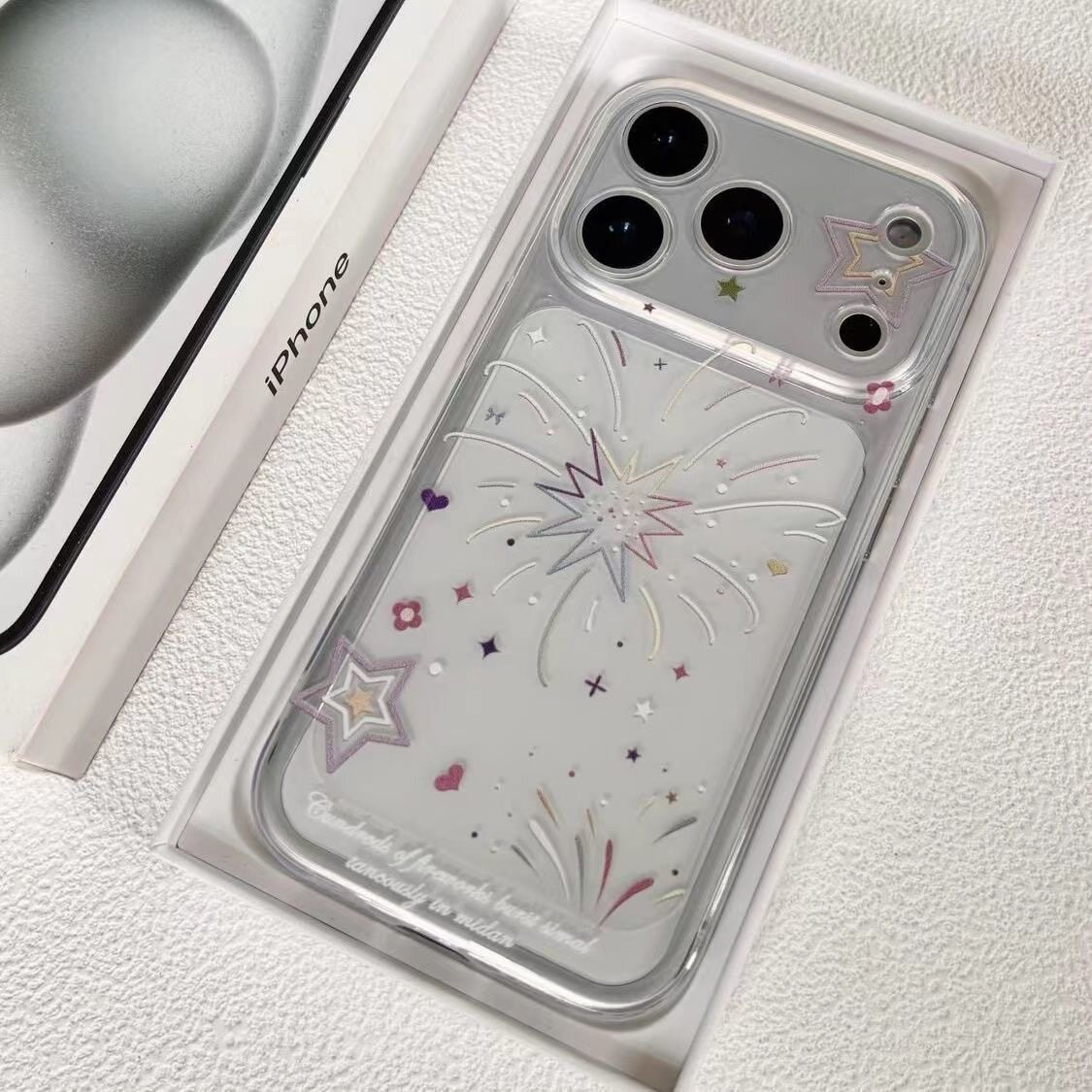 简约彩色烟花线条星星适用iPhone17promax手机壳苹果16pro/14软壳13透明12软保护套11防摔15pro创意