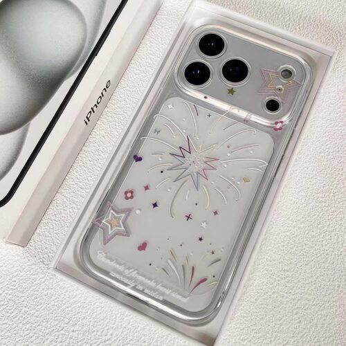 简约彩色烟花线条星星适用iPhone17promax手机壳苹果16pro/14软壳13透明12软保护套11防摔15pro创意