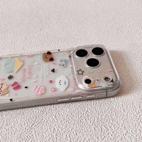 彩色雨滴可爱小动物适用iPhone17promax手机壳苹果16pro/14软壳13透明12软保护套11防摔15pro创意
