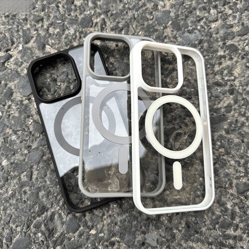 透明亚克力磁吸软边框适用于苹果16/15promax贴纸滴胶diy手机壳iPhone11纯色边框XR软边硬背78p高级简约12/13