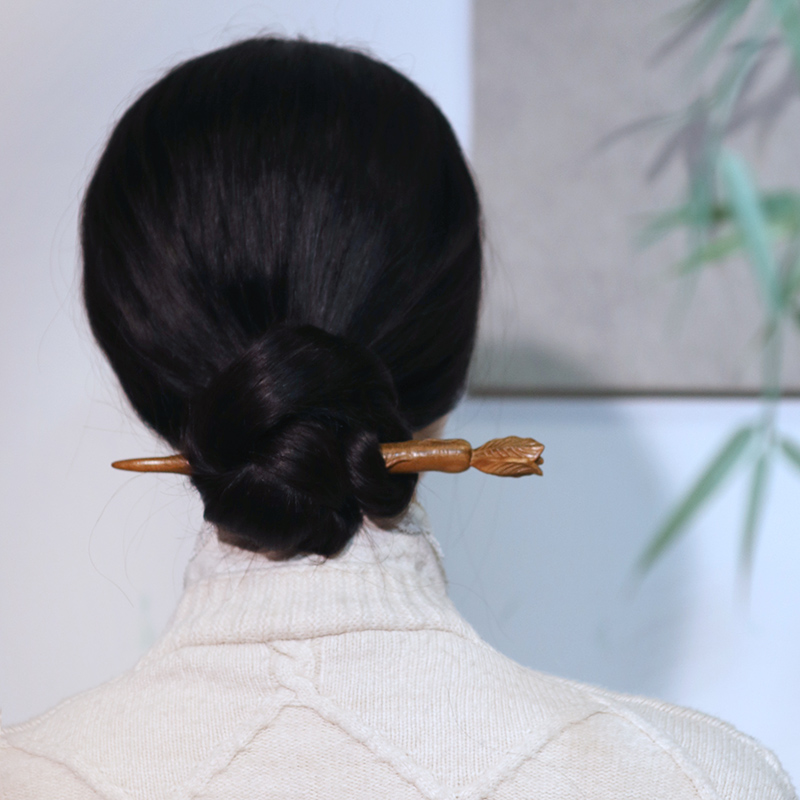 手工发簪隐木绿檀百搭发簪原创