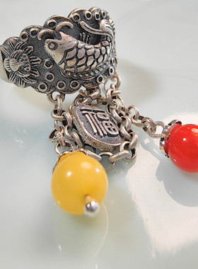 非金属戒指 【零落】隐木中式复古美学戒指气质百搭时尚蓝色