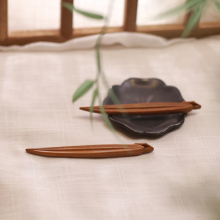 13cm【短竹叶】隐木中式原创发簪简约木簪绿檀紫光檀素簪