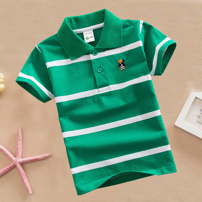 2018 children Summer wear new pattern CUHK baby stripe Short sleeved T-shirt pure cotton Lapel T-shirt Boy Base coatin the Children/Baby/Family fitted , T-shirt  category - from Buy2taobao.com to provide professional Taobao agent buy service
