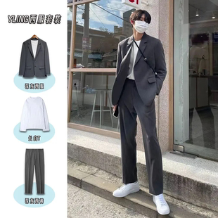 新款 外套韩版 灰色西服套装 高级感西装 潮流休闲西服上衣 男士 春秋季