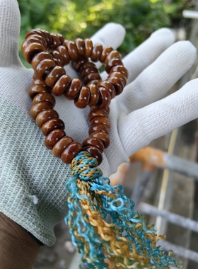 库克甜甜圈手持念珠蓝色编织流苏装饰