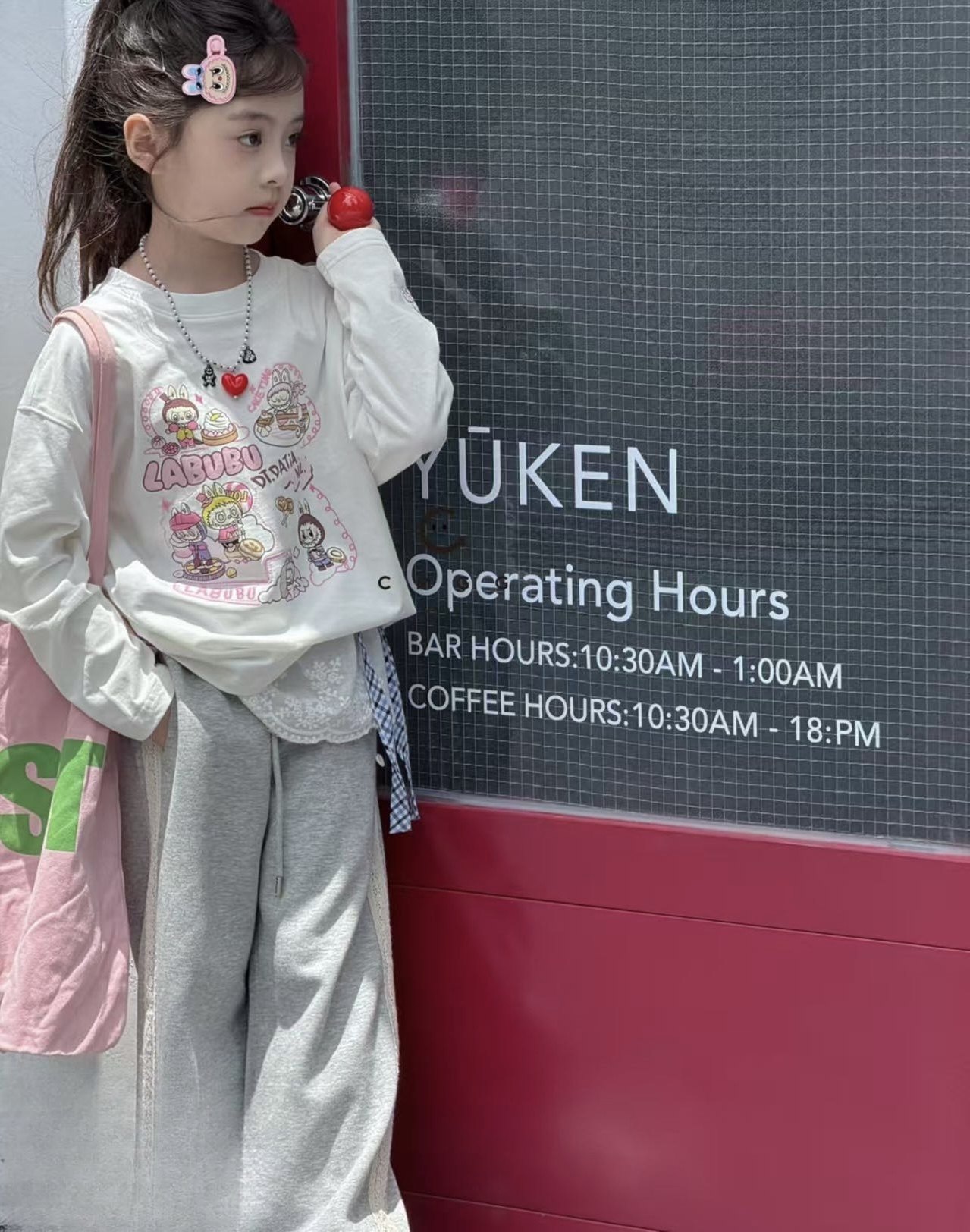 儿童labubu拉布布打底衫2026春款女宝可爱卡通拼色长袖T恤上衣潮