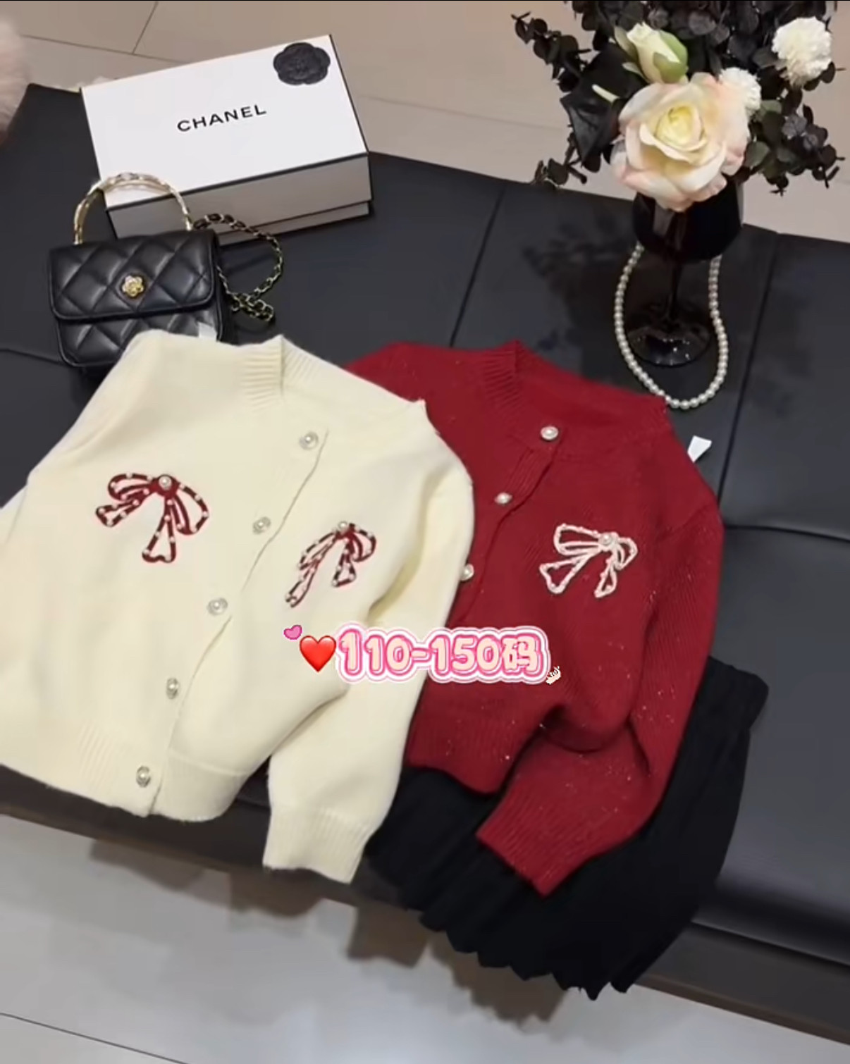 女童年款毛衣2026春款中小童韩版甜美蝴蝶结刺绣红色针织开衫外套