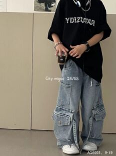 男童潮酷牛仔裤2026春款中大童韩版洋气百搭工装大口袋牛仔直筒裤