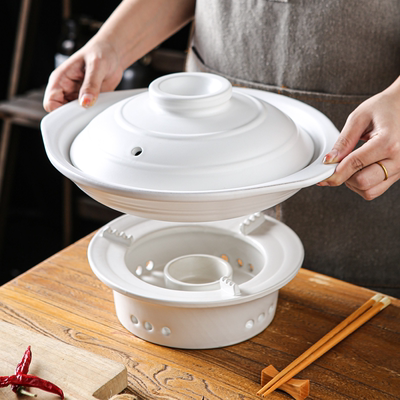 酒精蜡烛加热炉砂锅干烧不裂白色黑鸭煲商用干锅鱼头平底酒店专用