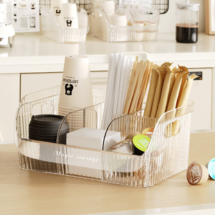 杯子收纳盒地摊奶茶杯收纳一次性纸杯带分隔多功能塑料轻奢收纳盒