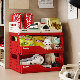 桌面收纳筐折叠塑料收纳篮零食收纳盒文具文件框资料架桌上置物架