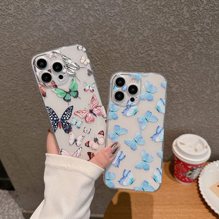 8手机壳苹果16promax花朵12pro透明xsmax保护套se3全包11pr 适用于七彩蝴蝶适用于iPhone16