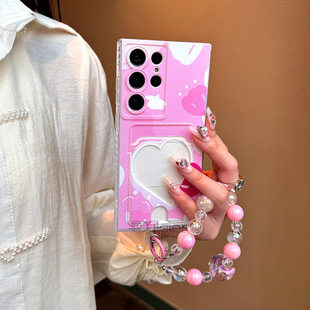 S23ultra S22手机壳S21ultra粉蓝爱心A17 A16 S25 A24带 A42 S24ultra A53 适用于可插卡片适用于三星S26 A55
